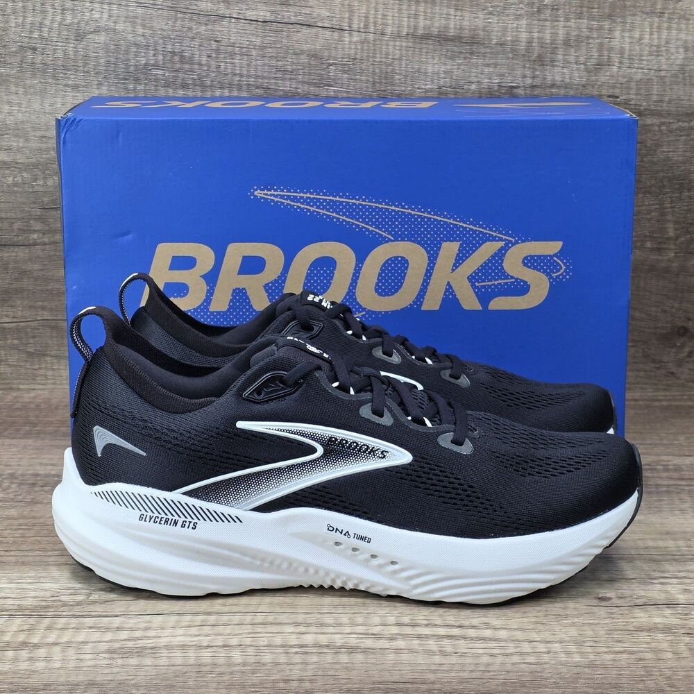 Brooks Glycerin GTS 22 Men's Sz 9.5 D Black White Running Shoes 1104461D090 NEW